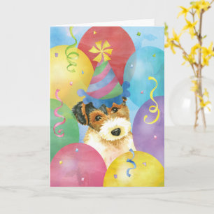 Birthday Balloons Wire Fox Terrier Card
