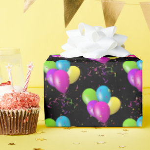 Birthday Balloons with confetti Wrapping Paper