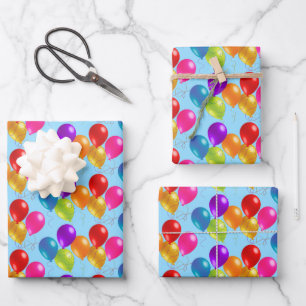 Birthday Balloons Wrapping Paper Sheets