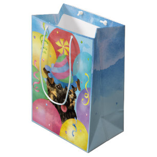 Birthday Balloons Yorkie Medium Gift Bag