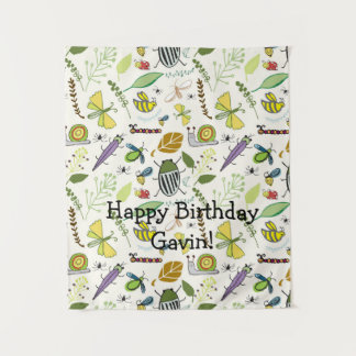 Birthday Banner Bug Theme Birthday Party Tapestry