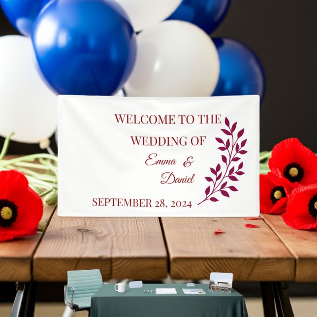 Birthday Banner Red Black Floral | Elegant Wedding (Low-cost baby shower banners that wow! #zazzlemade #BabyShower #BannerPrinting)