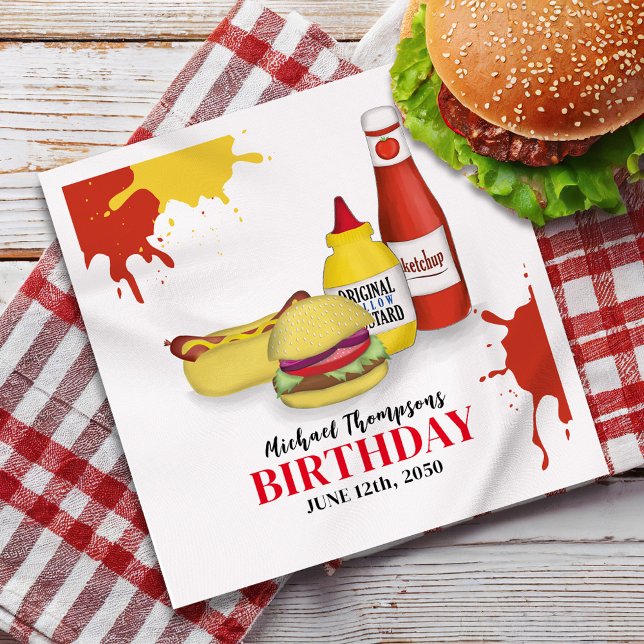 Birthday Barbeque Party BBQ Custom Dinner Napkin (Birthday BBQ custom personalized party Dinner napkin.)