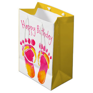 Birthday Bare Feet and Flip-flops Medium Gift Bag