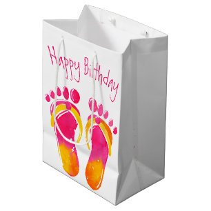 Birthday Bare Feet and Flip-flops Medium Gift Bag