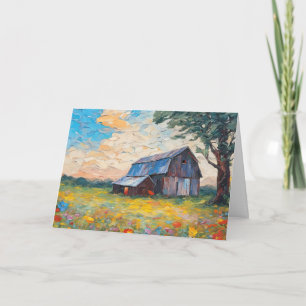 Birthday Barn In Wildflower Field Card