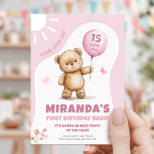 Birthday Bash Bear. Invitation