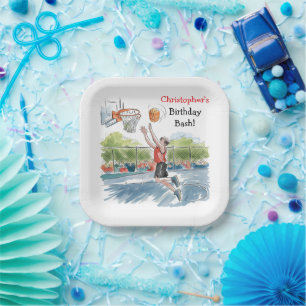 Birthday Bash: Hoops and Hype Paper Plate
