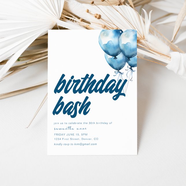 Birthday Bash Invitation Template with Balloons (Creator Uploaded)