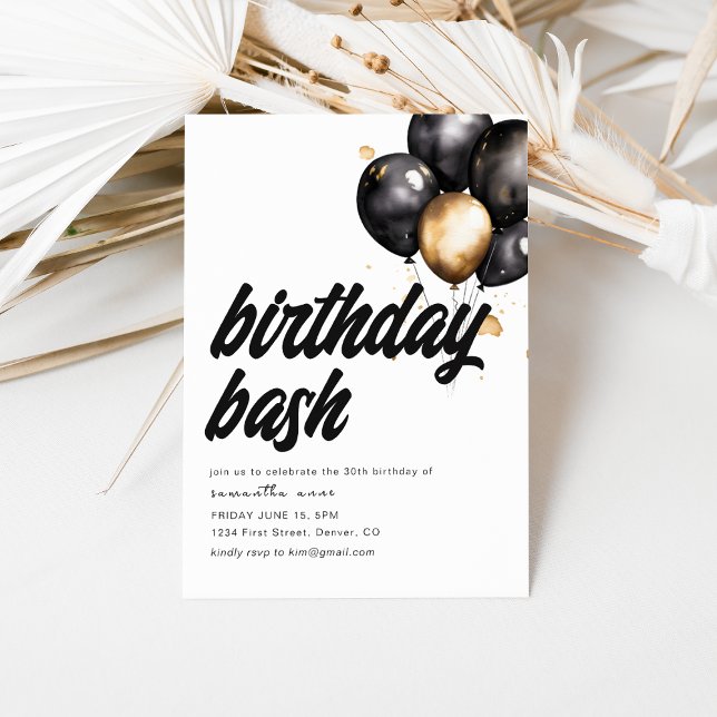 Birthday Bash Invitation Template with Balloons (Creator Uploaded)