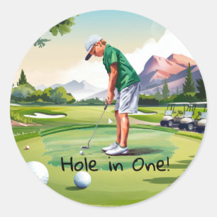 Birthday Bash on the Green Classic Round Sticker