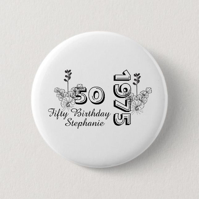 Birthday Bash Personalized 50th milestone birthday 6 Cm Round Badge (Front)