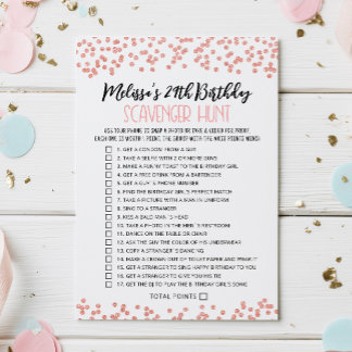 Birthday Bash Scavenger Hunt Game Card
