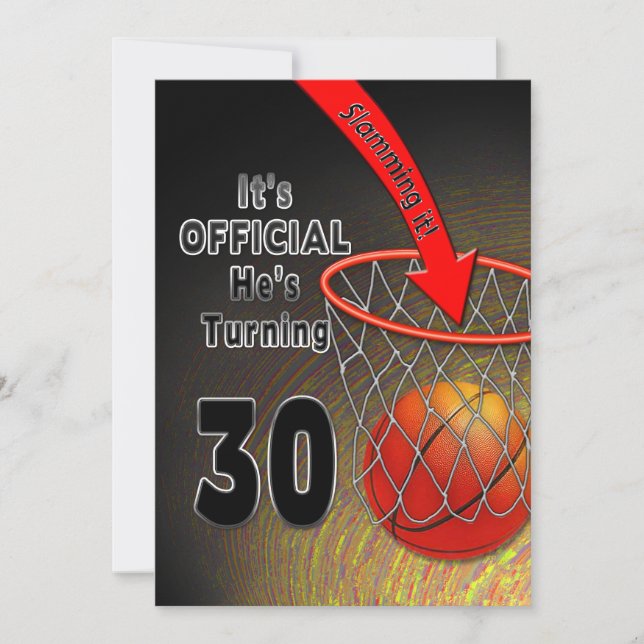 BIRTHDAY - BASKETBALL -30th INVITATION (Front)