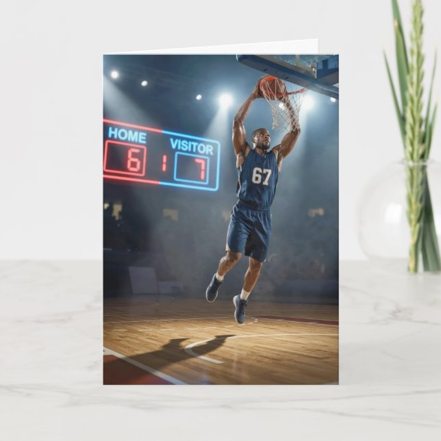 Birthday Basketball Player Number 67  Card (Front)