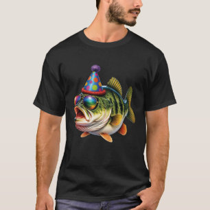 Birthday Bass Fish Party Hat Sunglasses Freshwater T-Shirt