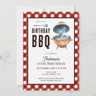 Birthday BBQ 70th Adult Party Invitation