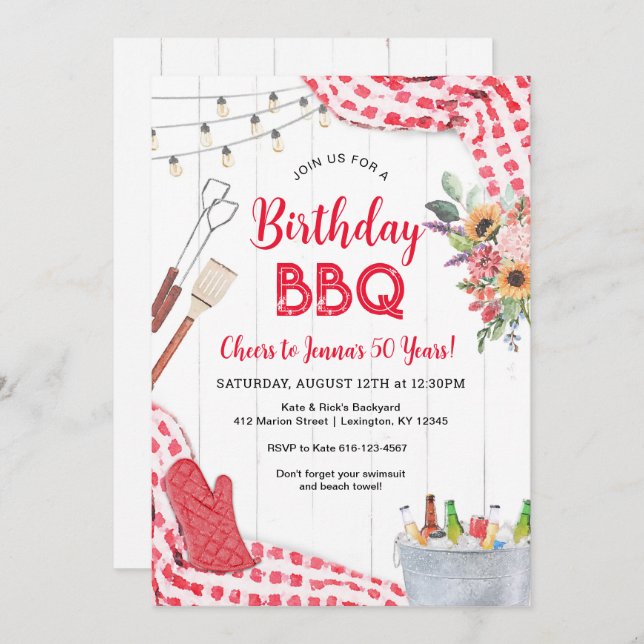 Birthday BBQ Invitation (Front/Back)