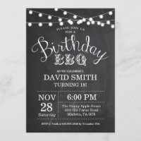 Birthday BBQ Invitation 18th Birthday Chalkboard