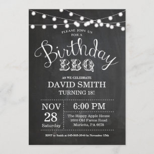 Birthday BBQ Invitation 18th Birthday Chalkboard
