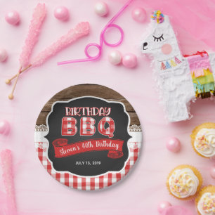 Birthday BBQ Paper Plate - Red