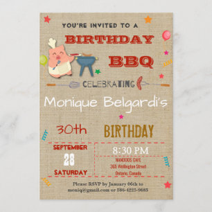 BIRTHDAY BBQ PARTY INVITATION   ANY AGE