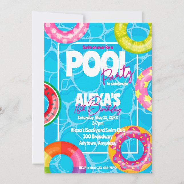 Birthday Bday Pool Party Invitation (Front)