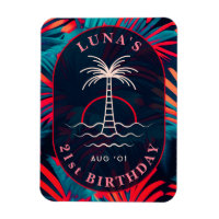 Birthday Beach party Palm tree leaves sunset