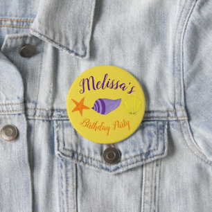 Birthday Beach Pool Party Summer Seashells 7.5 Cm Round Badge