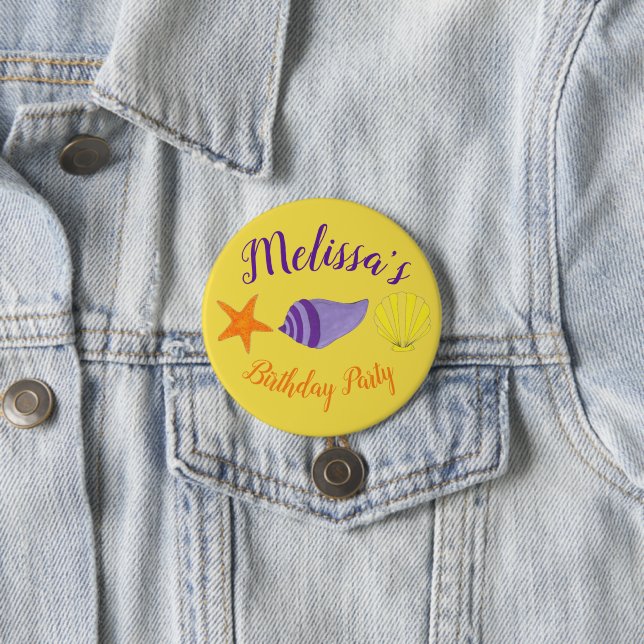Birthday Beach Pool Party Summer Seashells 7.5 Cm Round Badge (In Situ)