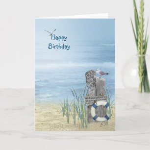Birthday Beach Seagull Card
