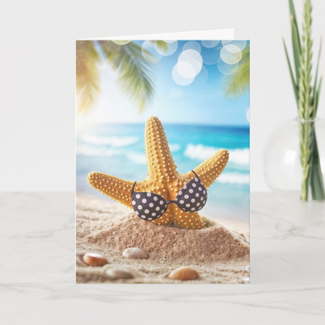 Birthday Beach Starfish In Sand Card (Front)
