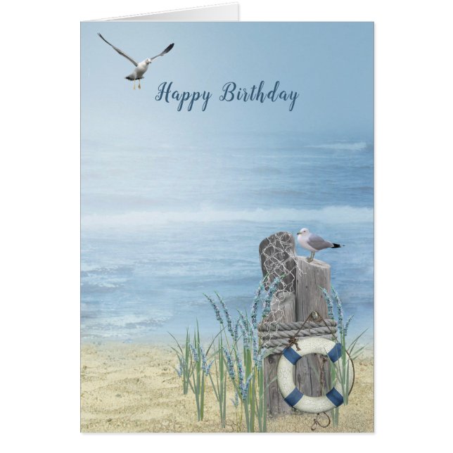 Birthday Beach with seagulls (Front)