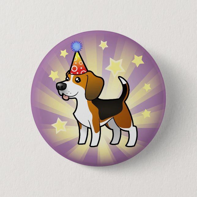 Birthday Beagle 6 Cm Round Badge (Front)