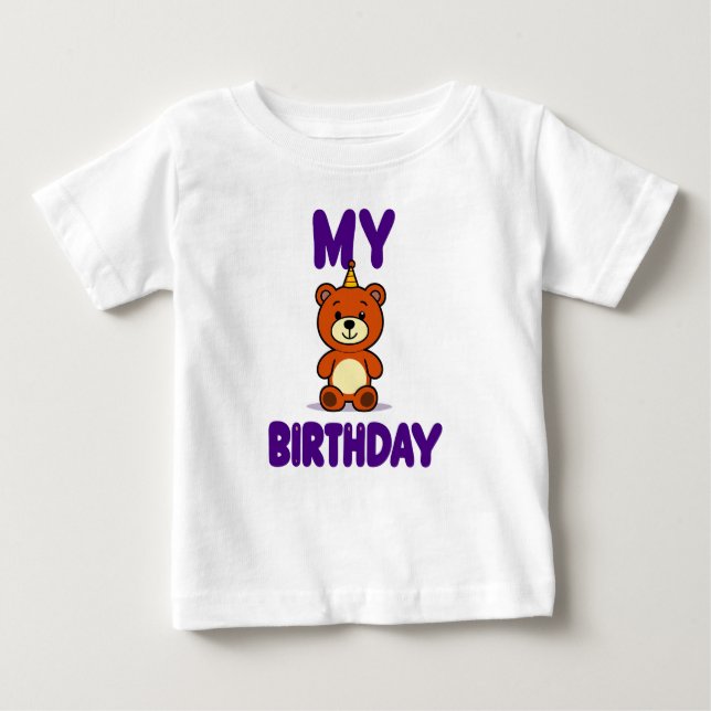 Birthday Bear Baby T-Shirt (Front)