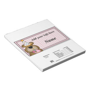 Birthday Bear Candy Bar Wrapper Party Favours Notepad