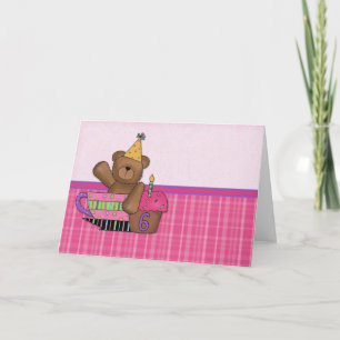 Birthday Bear Customisable Card age 6