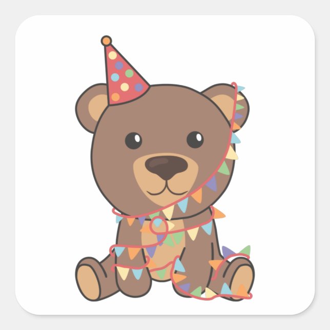 Birthday Bear For Children A Birthday Bear Square  Sticker (Front)