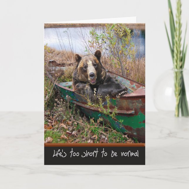 Birthday Bear in Row Boat  Card (Front)