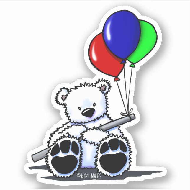 Birthday Bear KiniArt Sticker (Front)