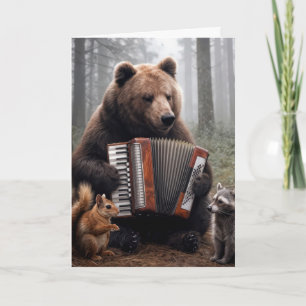 Birthday Bear Playing the Accordion Card