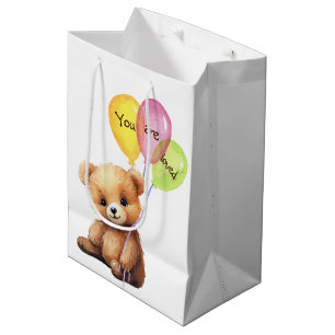 Birthday Bear With Party Balloons Medium Gift Bag