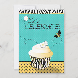 Birthday Bee & Cupcake Birthday Invitation