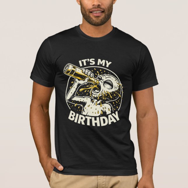 Birthday Beer Chugging Alien T-Shirt (Front)