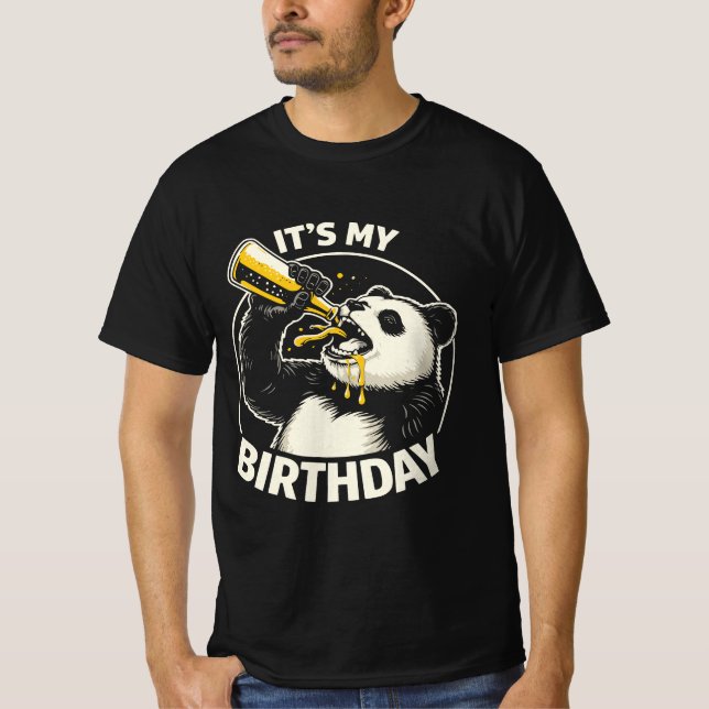 Birthday Beer Chugging Panda  T-Shirt (Front)