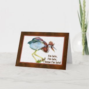 Birthday, Belated, Tricolored Heron, Humourous Card