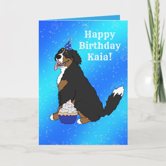 Birthday Bernese Mountain Dog  Card (Front)
