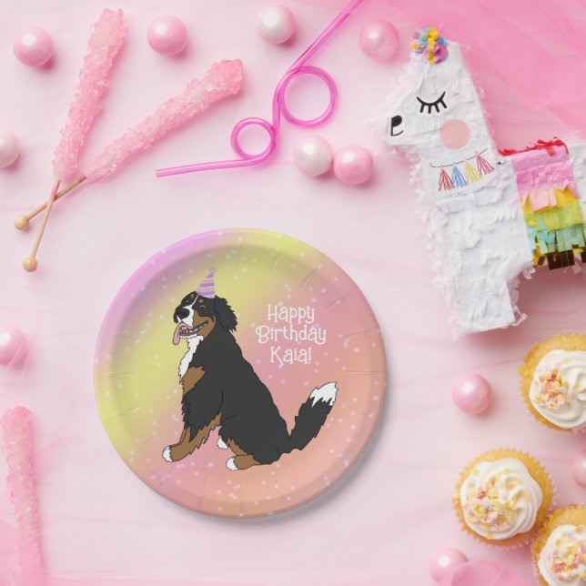 Birthday Bernese Mountain Dog  Paper Plate (Party)