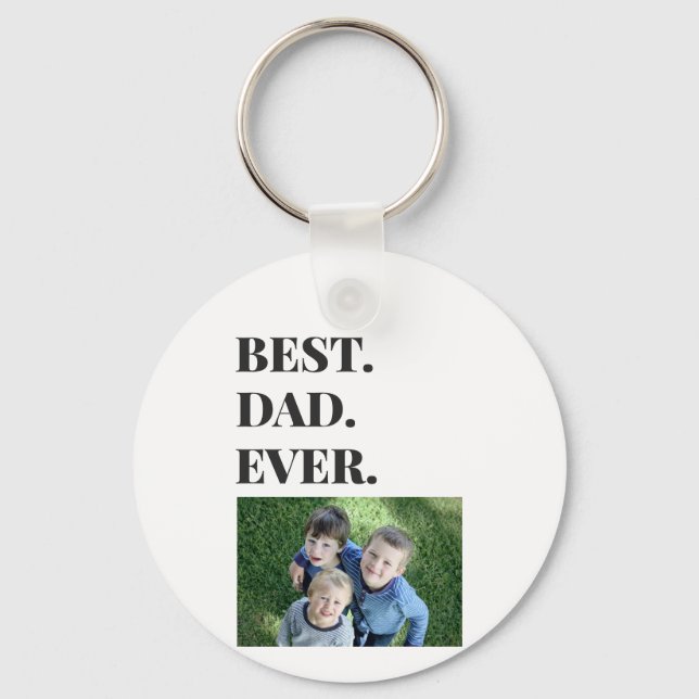 Birthday Best Dad Ever Kids Photo Keychain (Front)