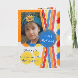 Birthday best day ever with photo and name orange card